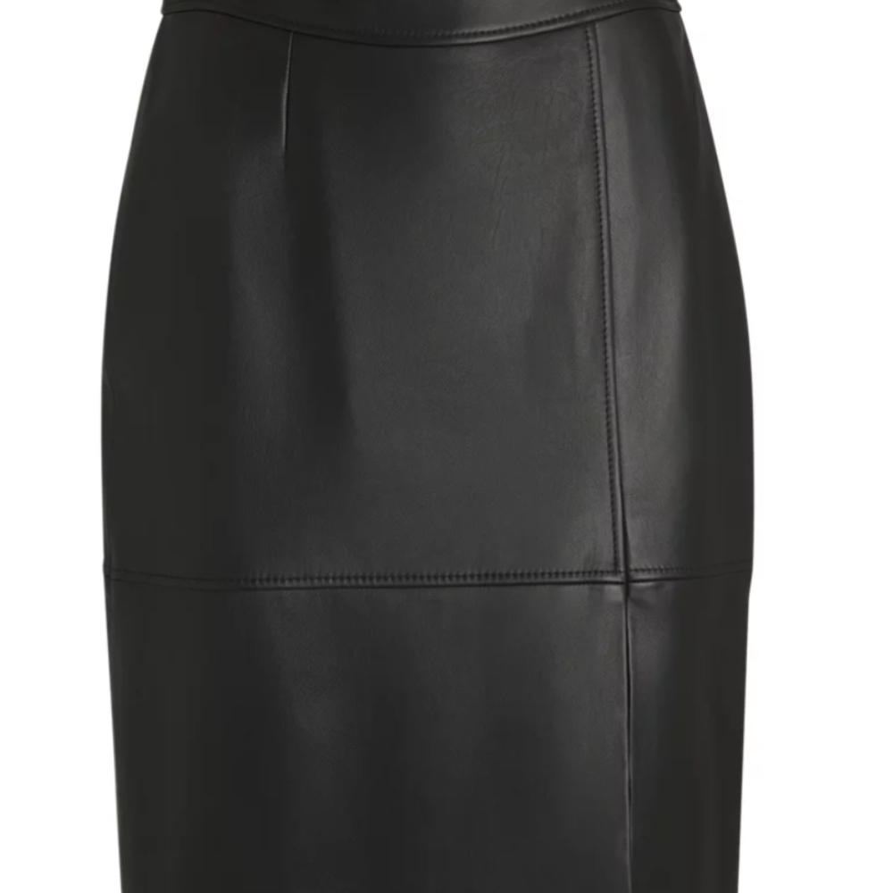 NWT Hugo BOSS Leather Pencil Skirt Setora Style - Dark Blue, Looks Black - Picture 5 of 12